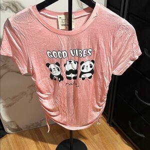 French Pastry Pink 'Good Vibes' Panda Tee